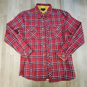 Monkey Sport Men’s Western Flannel Shirt Red Size Large